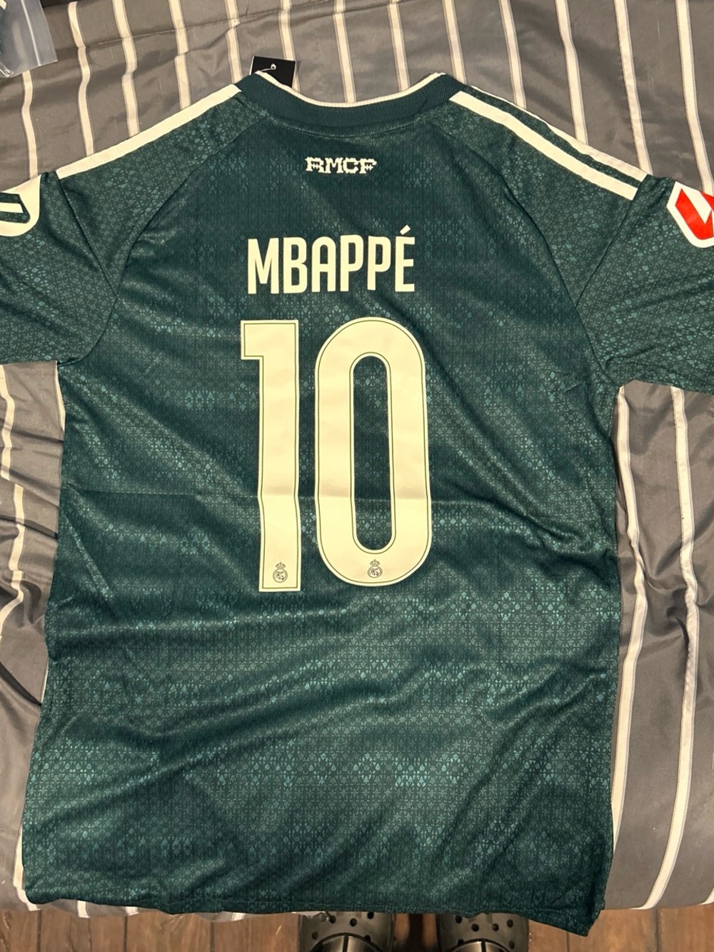 adidas Men's Football Jersey Mbappé #10 in Dark Green with Cream Accents